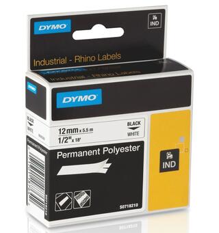 Tape DYMO D1 permanent 12mmx5,5m hvit
